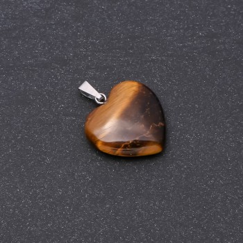Heart Pendant Natural Stone Tiger's Eye 19x19x26mm