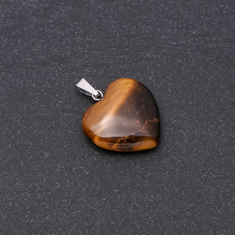 Heart Pendant Natural Stone Tiger's Eye 19x19x26mm