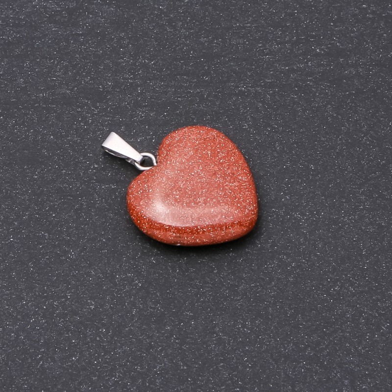 Heart Pendant, "Golden Sand" Aventurine (Synthetic), 19x19x26mm