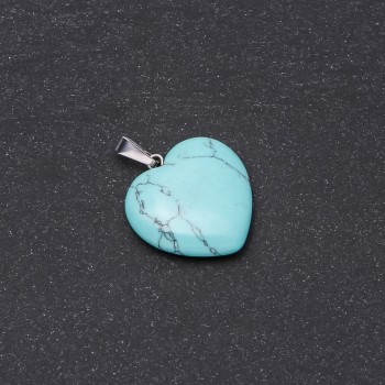 Pendant Heart of Green Turquoise (pressed) 19x19x26mm