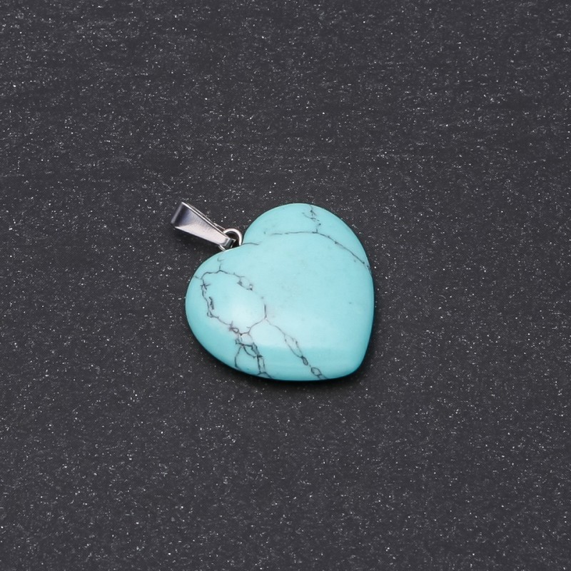 Pendant Heart of Green Turquoise (pressed) 19x19x26mm