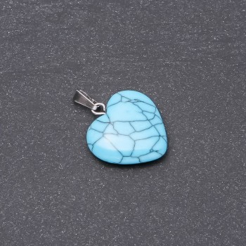 Pendant Heart Blue Turquoise (pressed) 19×19×26mm