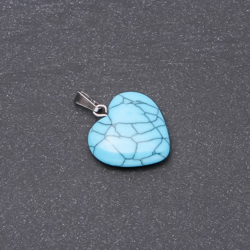 Pendant Heart Blue Turquoise (pressed) 19×19×26mm