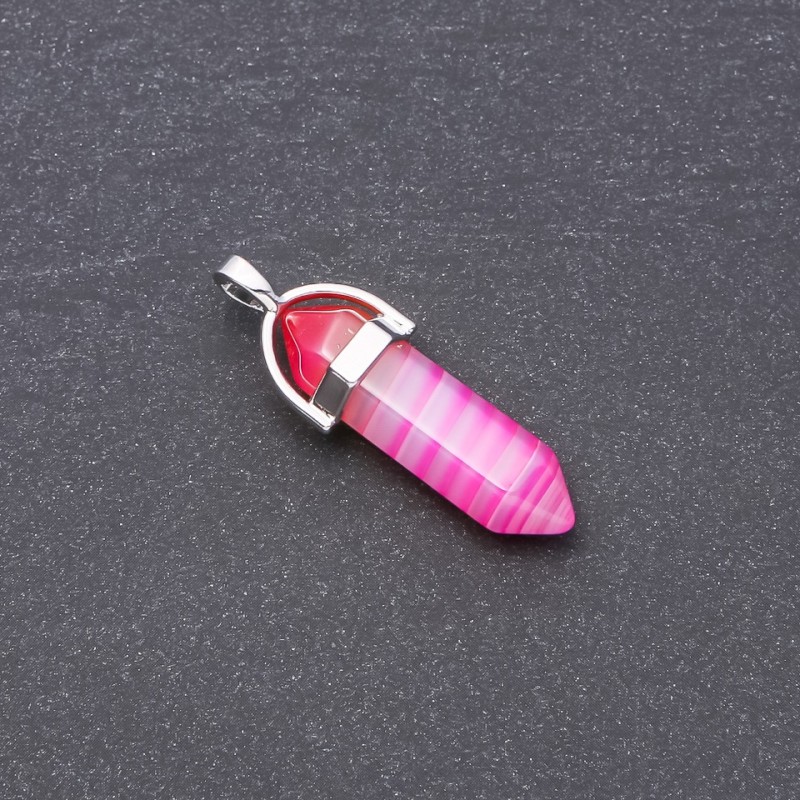 Pendant Hexagon Natural Stone Agate Pink 41x34x9mm