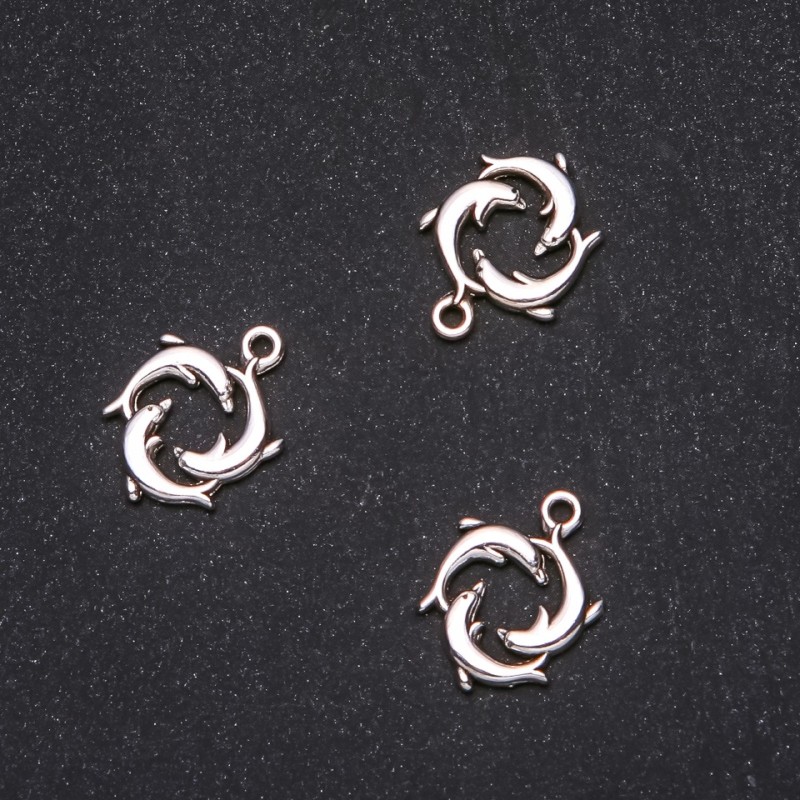 Pendant Trio of Dolphins 15x20mm, packaging 20g, ±13 pieces