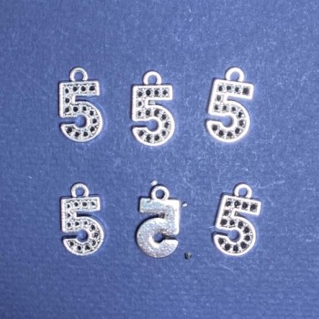 Pendant Finding Number Five 18x10mm Packaging 20g +/-14pcs
