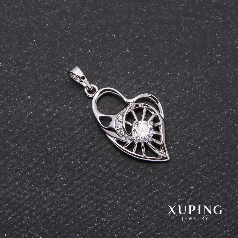 Xuping Heart Pendant 15×25×31mm Rhodium