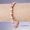 Xuping Bracelet with White Zircons, 7mm Thick, 17–19.5 cm Length, 18K Gold Plating
