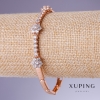 Xuping Bracelet with White Zircon, 4–10 mm Thickness, 18.5–19.5 cm Length, 18K Gold Plating