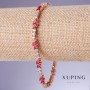 Xuping Bracelet with Red Cubic Zirconia "Ruby", 5mm thickness, 18–21cm adjustable length, 18K gold plated
