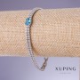 Xuping Bracelet with Blue Zircon “Topaz”, thickness 6-4mm, length 17-19cm, rhodium 18K