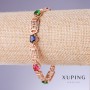 Xuping Bracelet with Multicoloured Cubic Zirconia, 8mm Thick, Length 17.5–19.5 cm, 18k Gold Plating