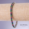 Xuping Bracelet with Multicolored Cubic Zirconia, 4mm Thickness, 18–20cm Length, Rhodium 18K