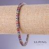 Xuping Bracelet with Multicoloured CZs, 4mm thick, 18–20cm length, Rhodium 18K