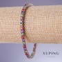 Xuping Bracelet with Multicoloured CZs, 4mm thick, 18–20cm length, Rhodium 18K