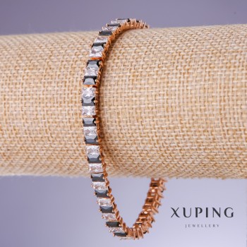 Bracelet Xuping with black czs, 7mm thickness, 18–20cm length, 18K plated