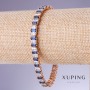 Xuping Bracelet with Blue Cz Cubes "Sapphire", 7mm thick, 18-20cm length, 18K gold plating