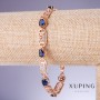 Xuping Bracelet with Blue Zirconia "Sapphire", 8mm thick, length 18-20cm, 18K gold plated