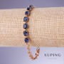 Xuping bracelet with blue cubic zirconia "Sapphire", 5mm thickness, length 17.5–19.5 cm, 18K gold plated