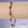 Xuping Bracelet with Blue Cubic Zirconia "Sapphire", 5mm thickness, length 19-21cm, 18K gold-plated