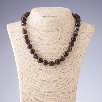 Agate Beads in Brown Tones Smooth Round 10mm Diameter, 45cm Length