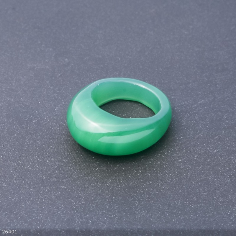 Ring made from natural stone Agate light green, height 6.5-15mm, width 4-8mm, diameter 19.20mm