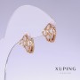 Xuping Earrings with White Zircon, length 13mm, thickness 9mm, 18K Gold Plating