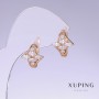 Xuping Earrings with White Cubic Zirconia, 14mm length, 13mm thickness, 18k Gold Plated