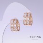Xuping Earrings with White Zircon, length 18mm, thickness 9mm, 18k Gold Plating