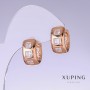 Xuping Earrings with White Zircon, 17mm length, 8mm thickness, 18k gold plated