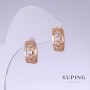 Xuping Earrings with White Cubic Zirconia, length 15mm, thickness 6mm, 18k Gold Plating