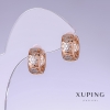 Xuping Earrings, length 14mm, thickness 7mm, rhodium, 18k gold plated