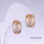 Earrings Xuping, length 17mm, thickness 7mm, rhodium-plated, 18k gold vermeil
