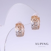 Xuping Earrings, length 14mm, thickness 7mm rhodium, 18k gold plating