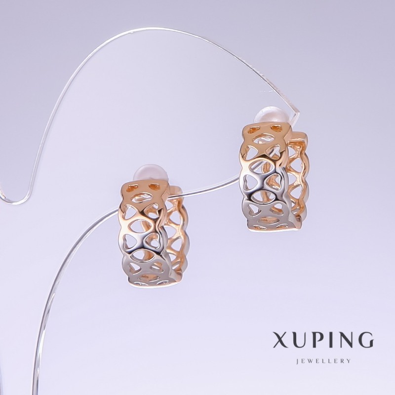 Xuping Earrings, length 14mm, thickness 7mm rhodium, 18k gold plating