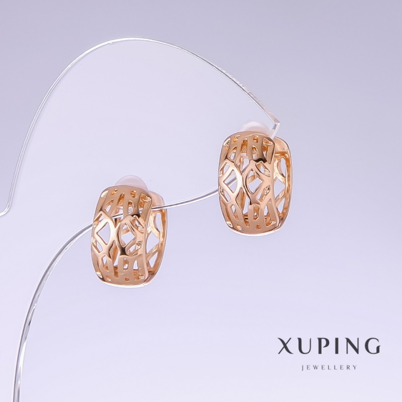 Xuping Earrings, 14mm length, 8mm thickness, 18k gold plated