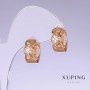 Xuping Earrings with White Crystals, 16mm Length, 7mm Thickness, 18k Gold Plating