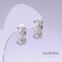 Xuping Earrings with white zircon, length 17mm, thickness 8mm Rhodium