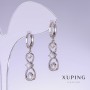Xuping earrings with white zircon, length 32mm, thickness 9mm rhodium