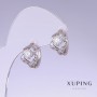 Xuping Earrings with White CZ, length 15mm, thickness 10mm - Rhodium