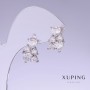 Xuping Earrings with White Cz, 15mm length, 10mm thickness, Rhodium plated
