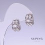 Xuping Earrings with White Zirconia, 15mm length, 10mm thickness, Rhodium-plated