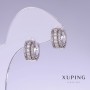 Earrings Xuping with White Crystals, length 14mm, thickness 6mm Rhodium