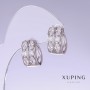 Xuping Earrings with White Cubic Zirconia, length 15mm, thickness 9mm rhodium-plated