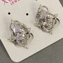Xuping Earrings with White Cubic Zirconia, length 22mm, thickness 17mm, rhodium