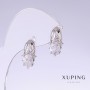 Xuping Earrings with White Zircon, length 17mm, thickness 9mm Rhodium