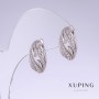 Xuping Earrings with White Crystals, length 18mm, thickness 9mm Rhodium plated
