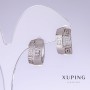 Xuping Earrings with White Cz, 17mm length, 9mm thickness, rhodium