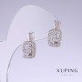 Earrings Xuping with White Cz Stones, length 17mm, thickness 9mm Rhodium plated