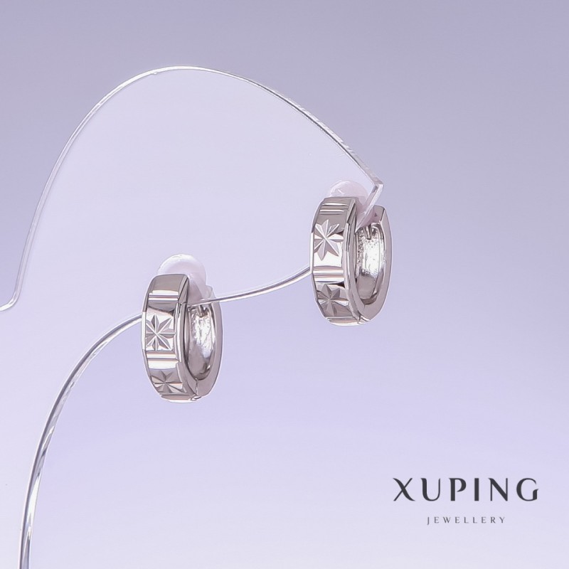 Earrings Xuping, length 13mm, thickness 4mm rhodium
